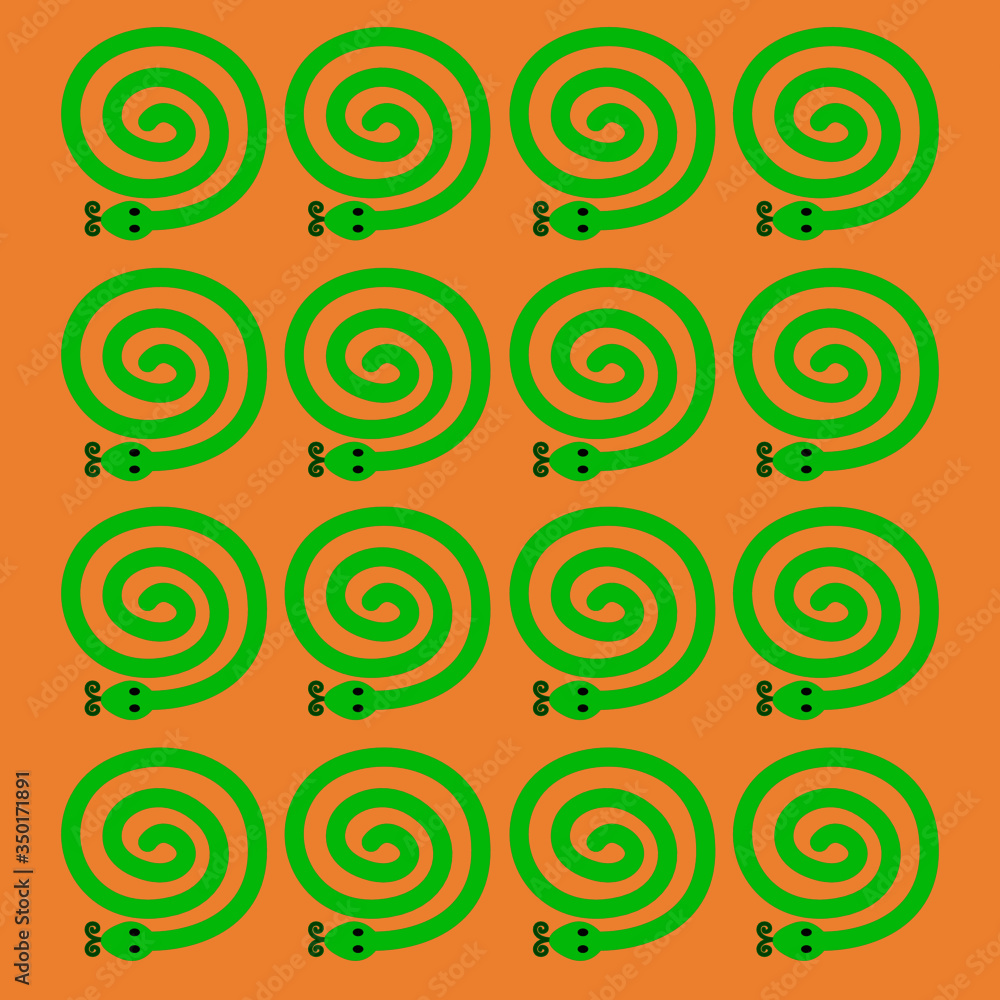 Colorful little green Snakes, on Brown Eps