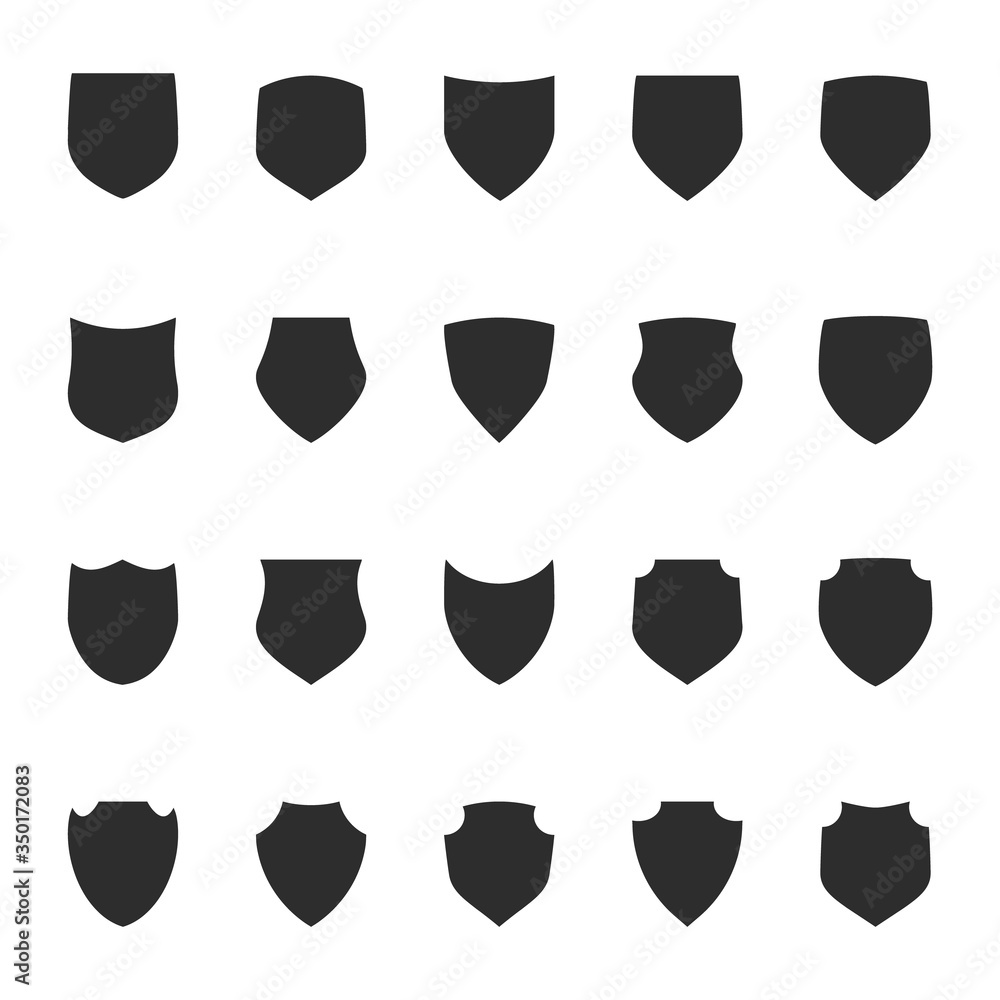 Shield protection icons collection silhouette design vector illustration