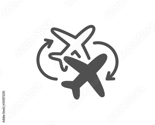 Connecting flight icon. Change airplane sign. Airport symbol. Classic flat style. Quality design element. Simple connecting flight icon. Vector