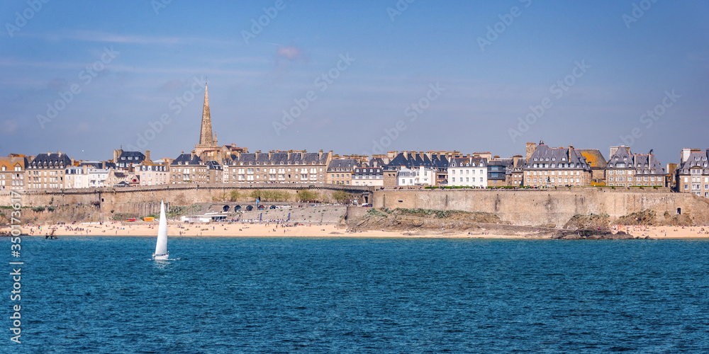 Panoramic seaside view of Saint Malo, Brittany, France