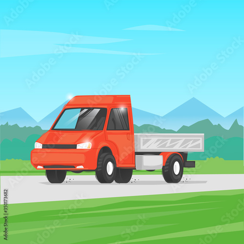 Cargo transportation. Flat design vector illustration.