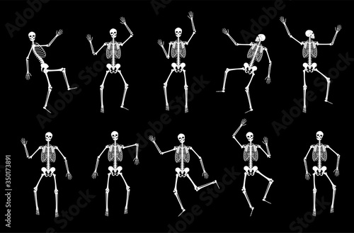 Happy dancing skeletons on Halloween