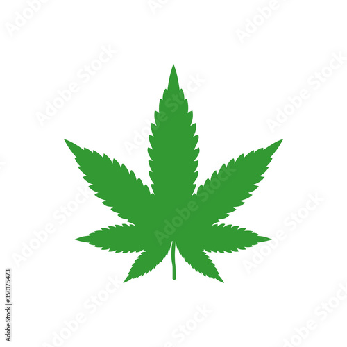 Green Marijuana Leaf Icon. Vector Illustration