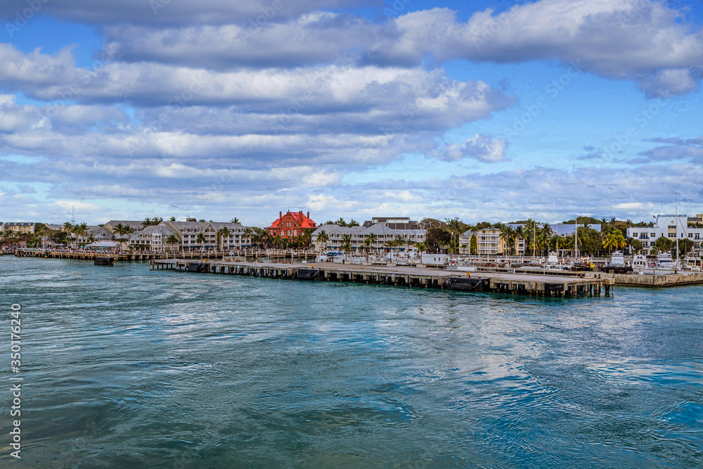 Dock of Key West from Sea under clouds