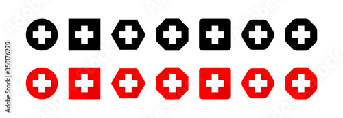 Medicine cross sign hospital for healthcare design. Set isolated vector icon