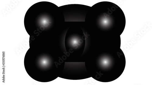 Metallic spheres. Symmetrical. Abstract Contraption. 