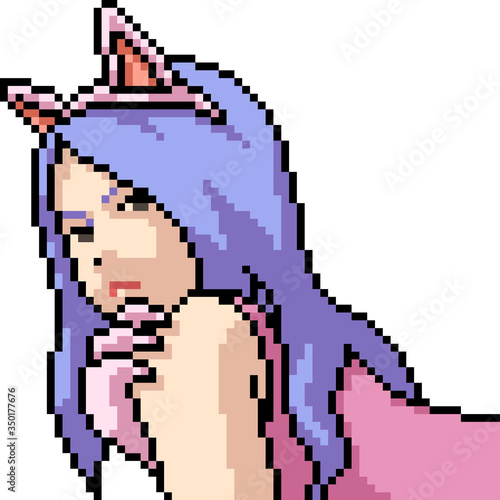 vector pixel art isolated cat girl