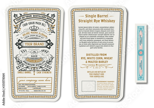 Vector Liquor Labels. Distilling business branding and identity design elements.