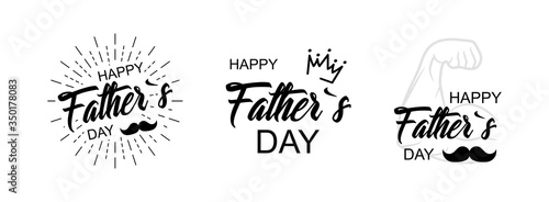 Father’s Day Calligraphy greeting cards set. Vector illustration with hand draw lettering. Vector