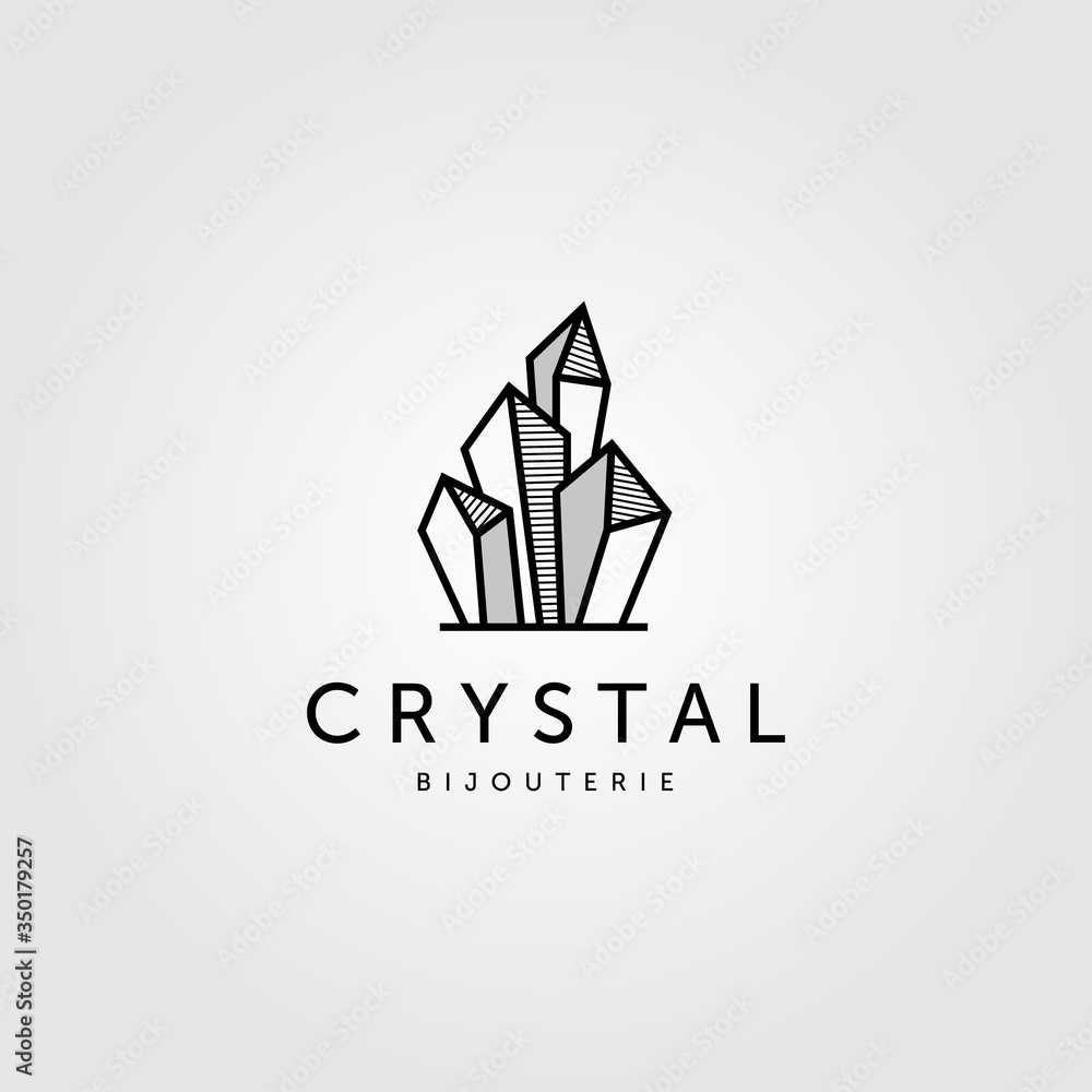 crystal rock stone logo vector jewelry illustration design