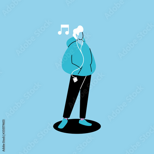 man listening to music with headphones