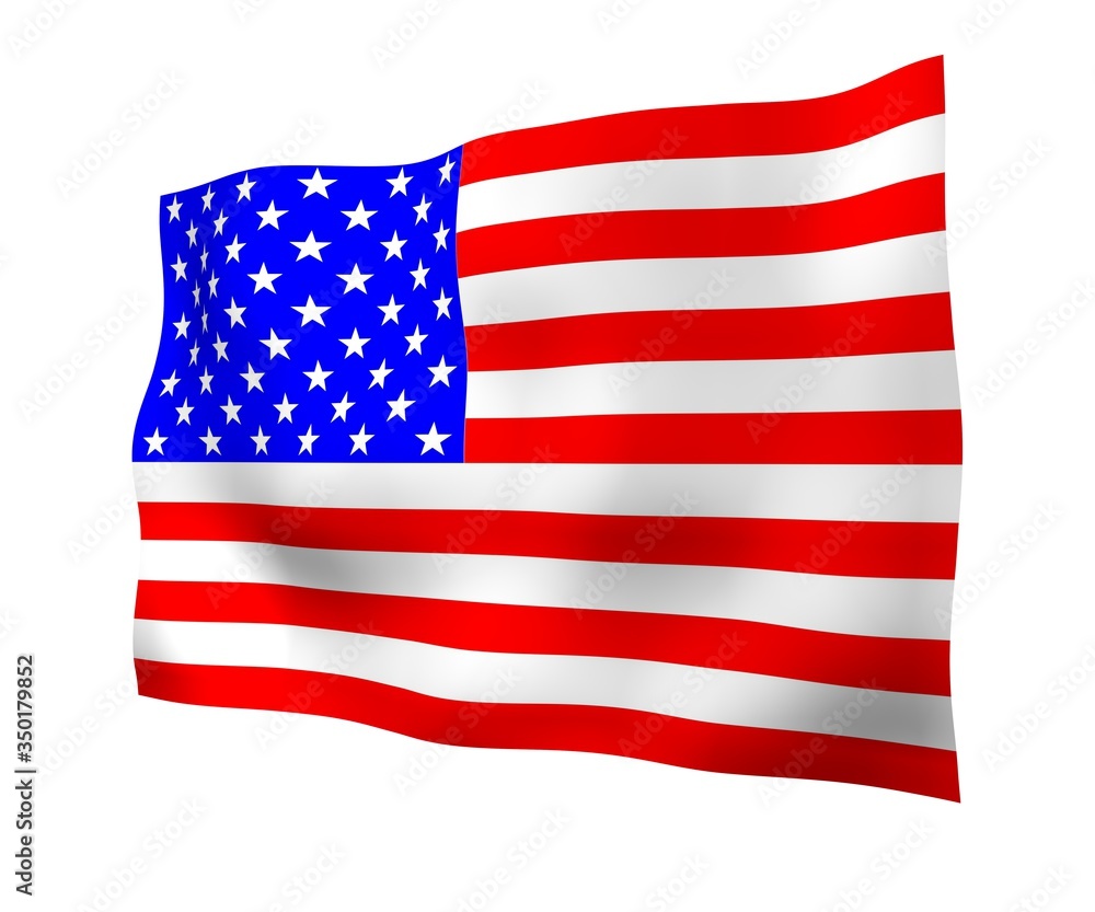 Fototapeta premium Waving flag of the United States of America. Stars and Stripes. State symbol of the USA. 3D illustration