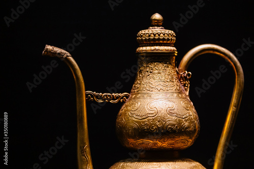 Golden jug of the emperor of China in the museum