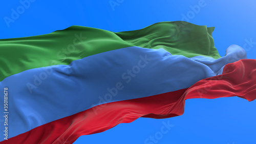 Dagestan flag - 3D realistic waving flag background