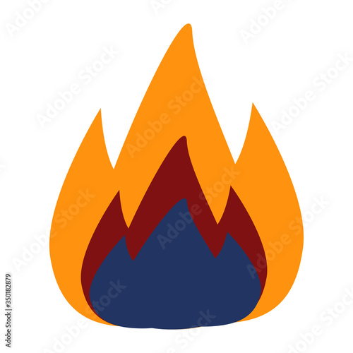 Vector flame fare cartoon illustration for icon, emoji. Isolated on white background