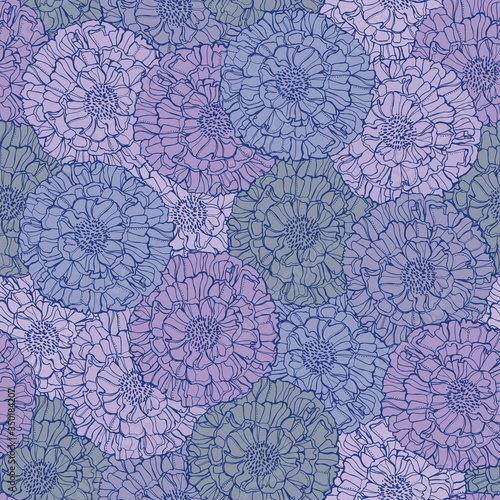 Floral peony tonal pattern. Vector repeat. Great for home decor, wrapping, scrapbooking, wallpaper, gift, stationary, apparel. 