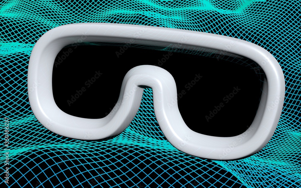 Virtual reality mask illustration on abstract grid background. VR glasses technology concept. 3D illustration Virtual reality mask illustration on abstract grid background. VR glasses technology concept. 3D illustration