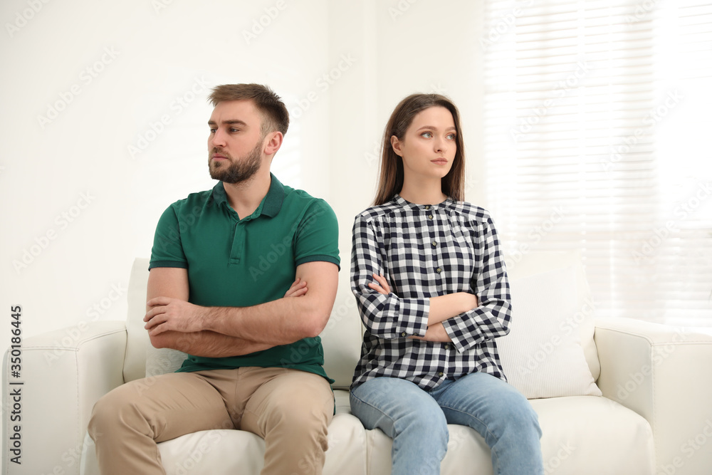 Stubborn man and woman with problems in relationship at home Stubborn man and woman with problems in relationship at home
