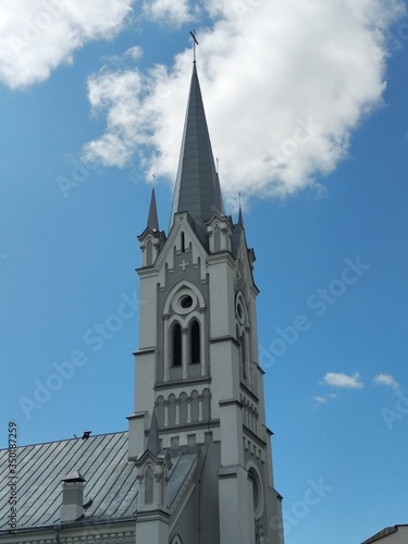 The most elegant architecture, blue sky, old churches in Europe