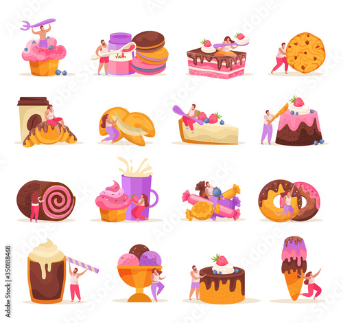 Sweets And People Icons Set