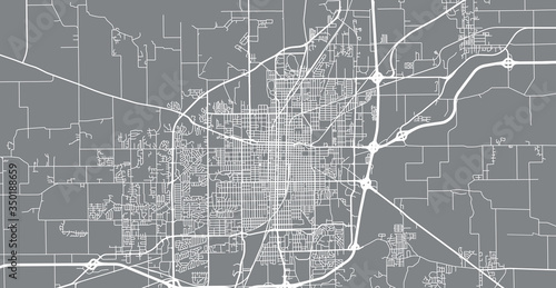 Urban vector city map of Springfield, USA. Illinois state capital