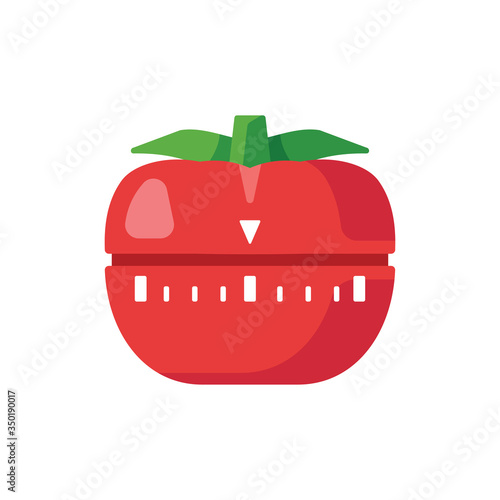 Kitchen timer. Flat illustration of tomato kitchen timer. Kitchen clock in form of red tomato.