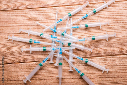 Wallpaper Mural medical syringe close-up. syringes on the table Torontodigital.ca