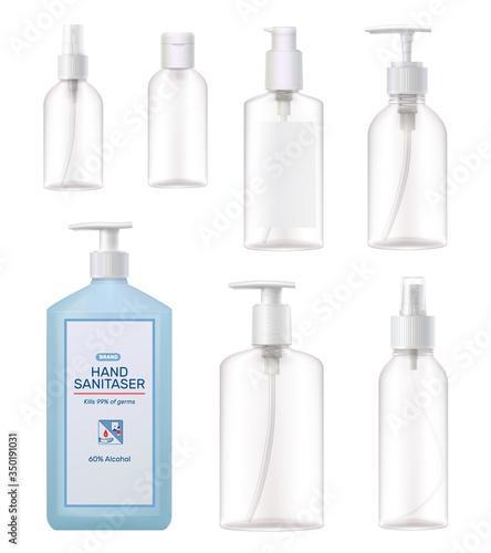 Sanitizer Bottles Realistic Set