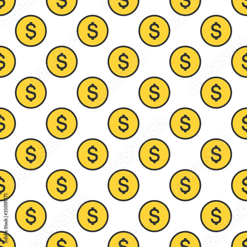 Round dollar sign coins sea...