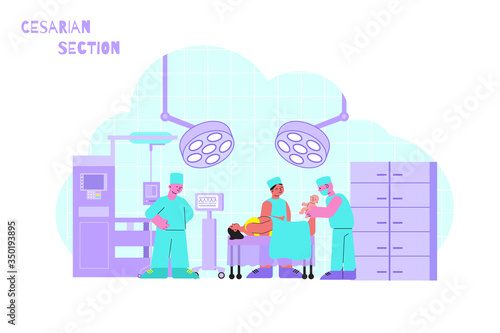 Caesarean Section Flat Illustration