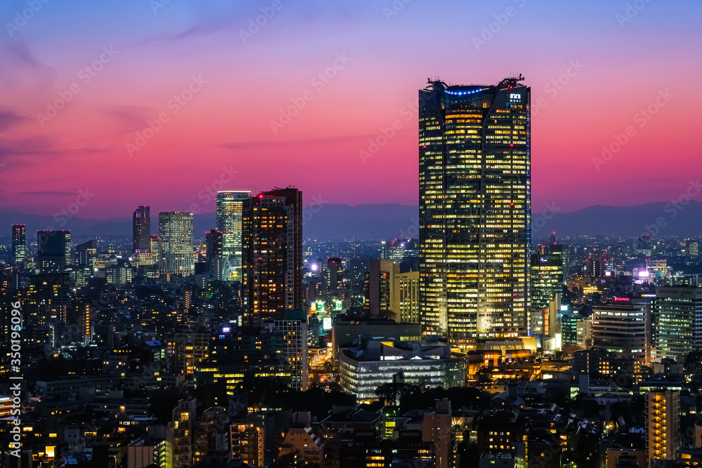 Fototapeta premium 東京 夕暮れの六本木ヒルズ 東京タワーから