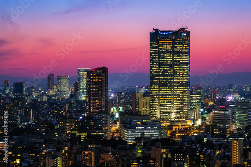 Wallpaper Mural 東京 夕暮れの六本木ヒルズ 東京タワーから Torontodigital.ca