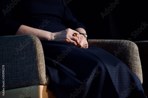 woman with amber ring