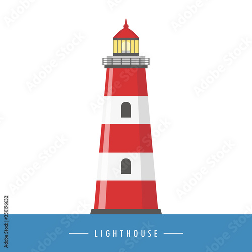 red and white lighthouse isolated vector illustration EPS10