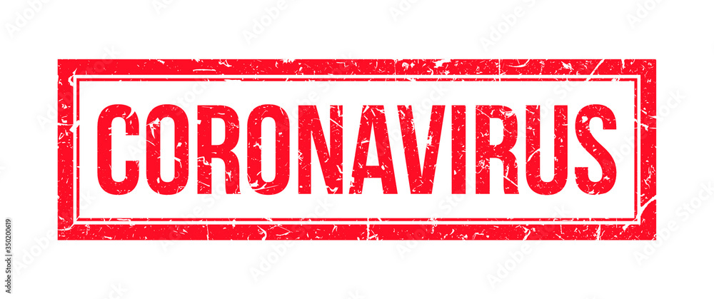 Stamp red with the inscription coronavirus Stamp red with the inscription coronavirus