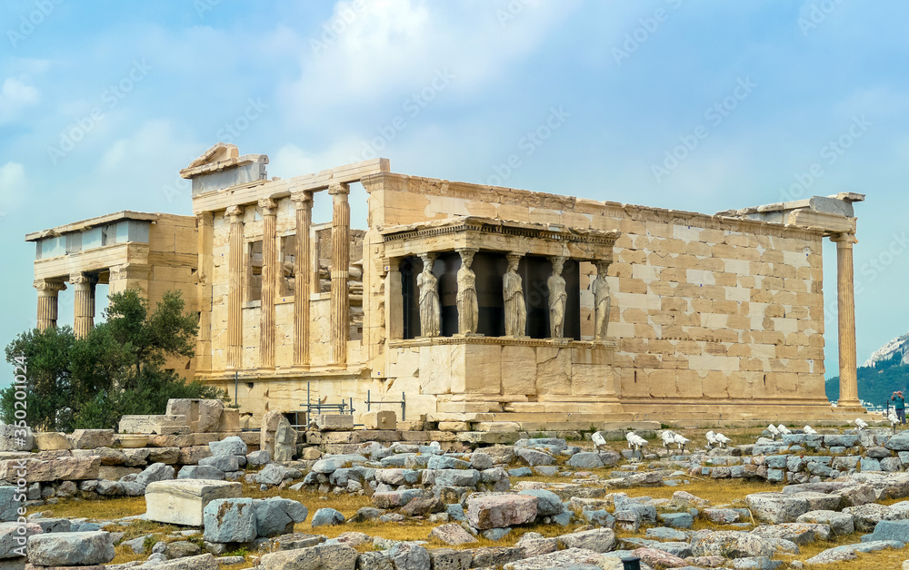 Athens / Greece - June 5, 2010: The Erechtheion or Erechtheum in the Acropolis