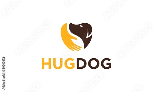 playful hug dog logo design