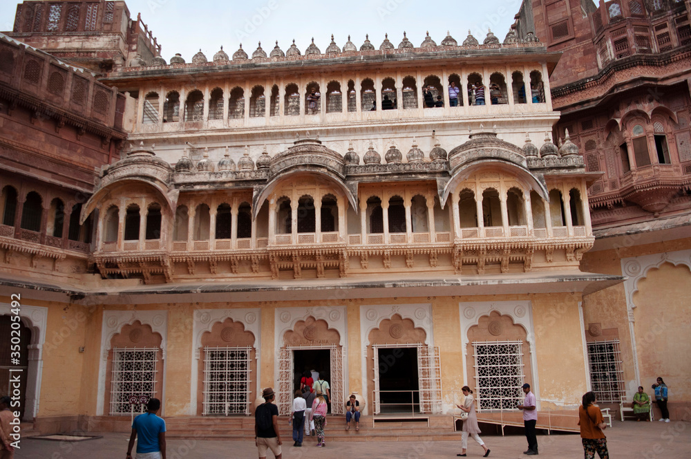 Meherangarh fort interior architecture,  Jodhpur, Rajasthan, India
