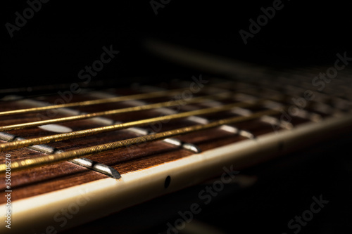 Eine Gitarre, fotografiert mit einem Makroobjektiv. 