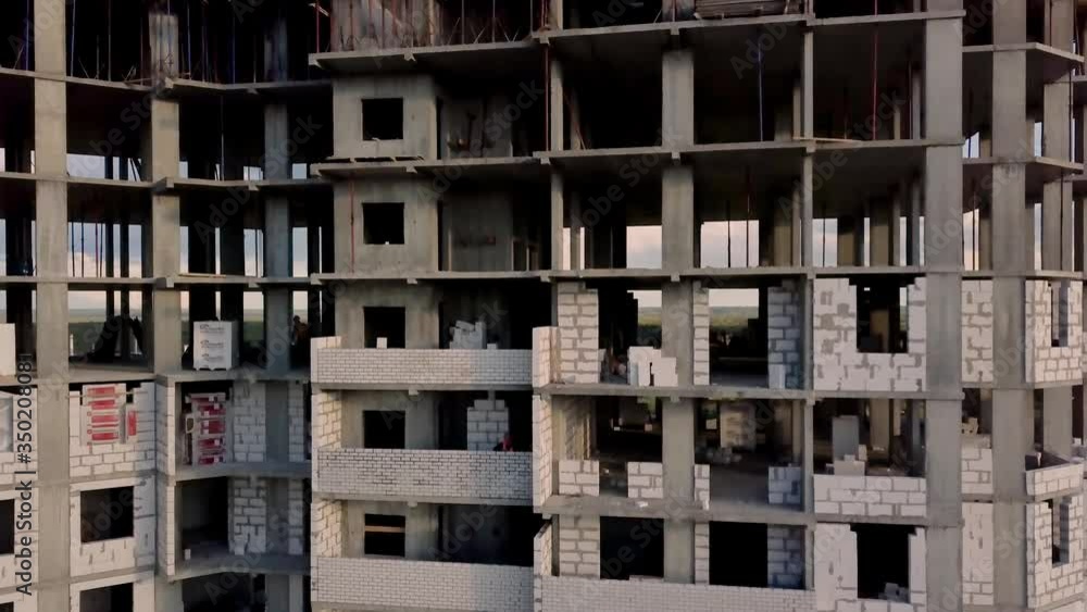 Panoramic video of a residential building under construction. Panoramic video of a residential building under construction.