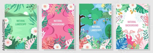 Vector set floral background, Nature background, banner, cover, templates, posters.