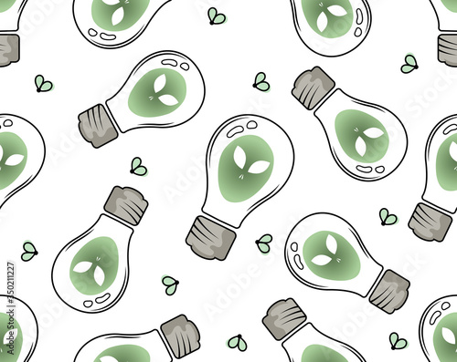 pattern, alien lightbulb, ufo, inside, fireflies, white background, flat illustration, vector illustration, vector, minimalism, graphics