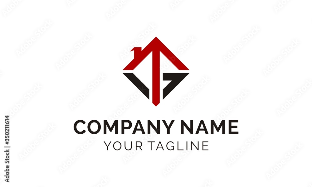 initial G and T with roof logo design initial G and T with roof logo design