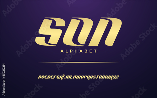 Elegant golden modern alphabet font set