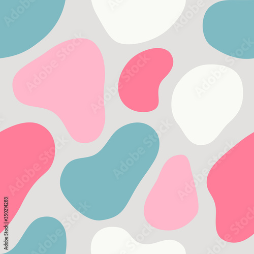 Seamless round stone pattern. Abstract colorful background with organic shapes.