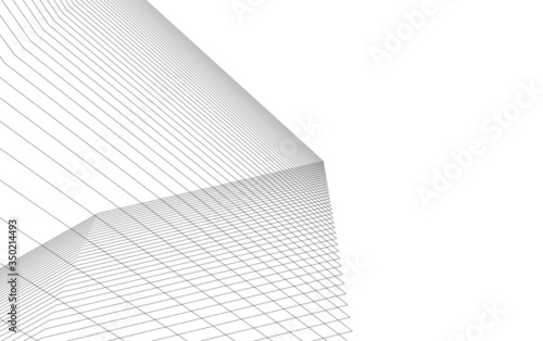 Architectural concept linear 3d drawing. Geometric background 