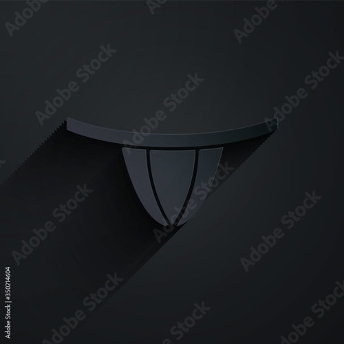Paper cut Woman panties icon isolated on black background. Girls underpants. Lady lingerie. Paper art style. Vector Illustration
