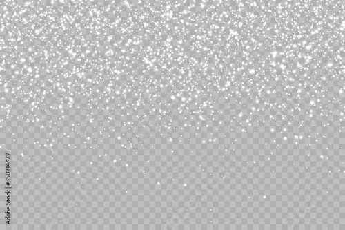 Seamless realistic falling snow or snowflakes. Isolated on transparent background - stock vector.