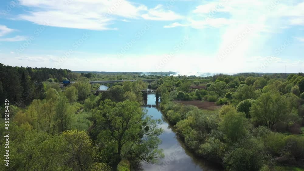 Aerial view of the bridges in Talpaki village, Russia Aerial view of the bridges in Talpaki village, Russia