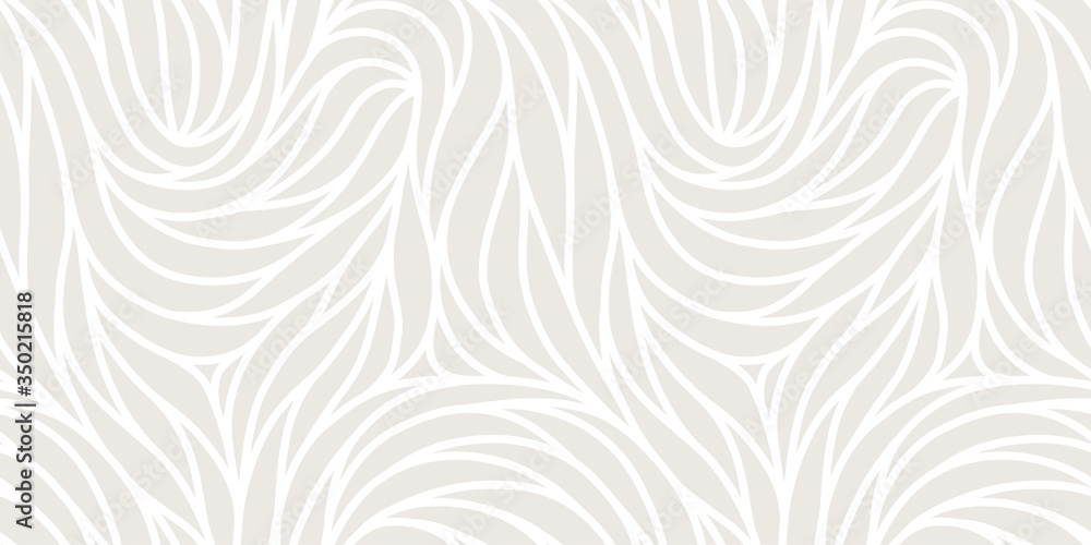 Elegant seamless floral pattern. Wavy vector abstract background. Stylish modern monochrome linear texture. - obrazy, fototapety, plakaty 